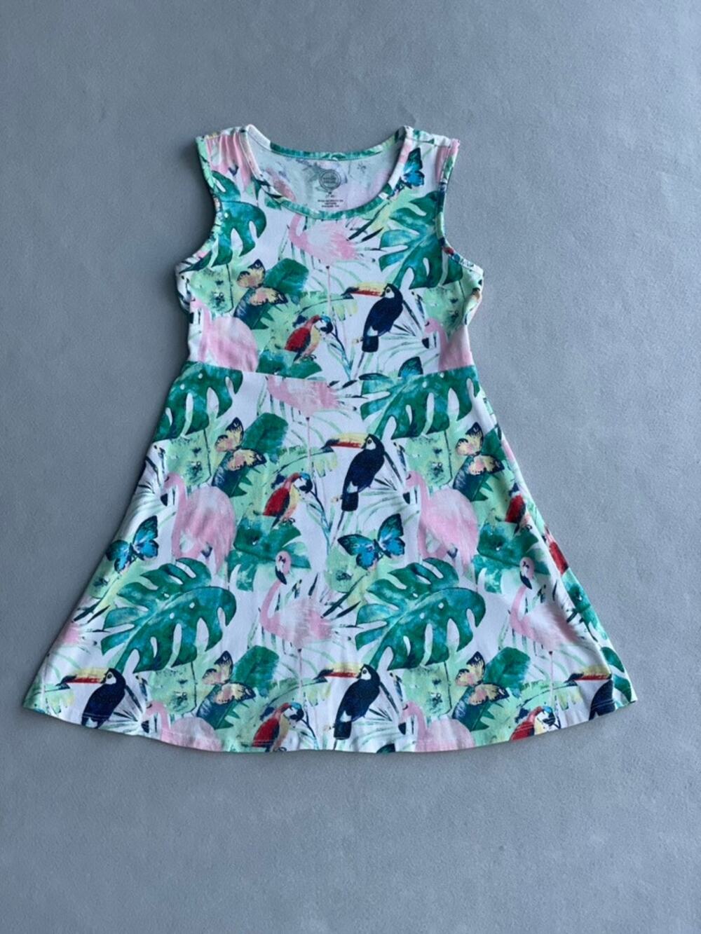 WONDER NATION TROPICAL JUNGLE PRINT GIRLS DRESS - SIZE 7-8 (M)